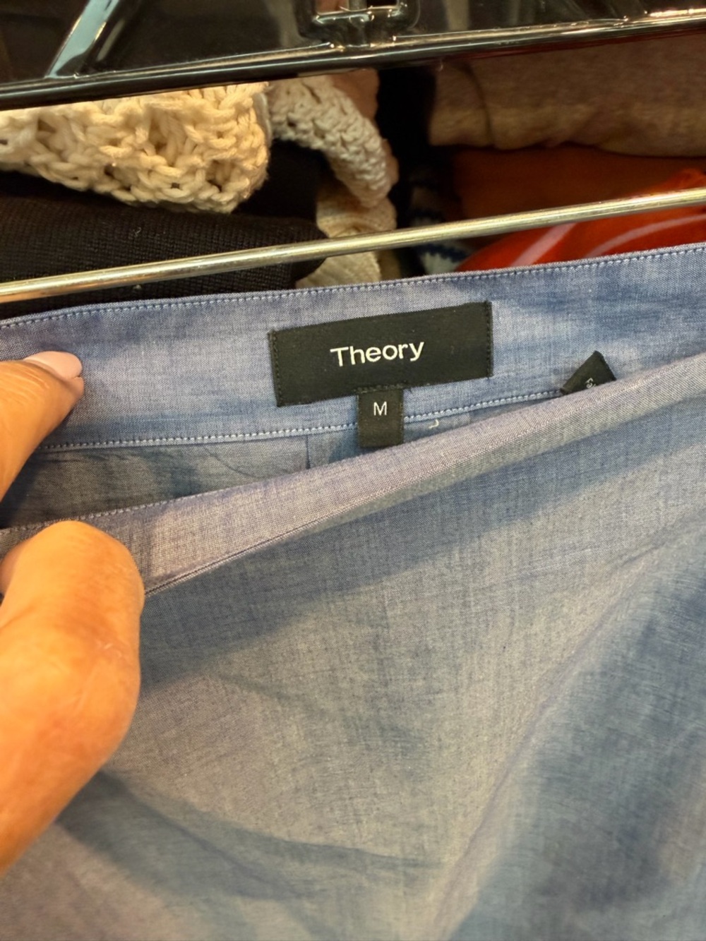 Theory Light Blue Chambray Blouse